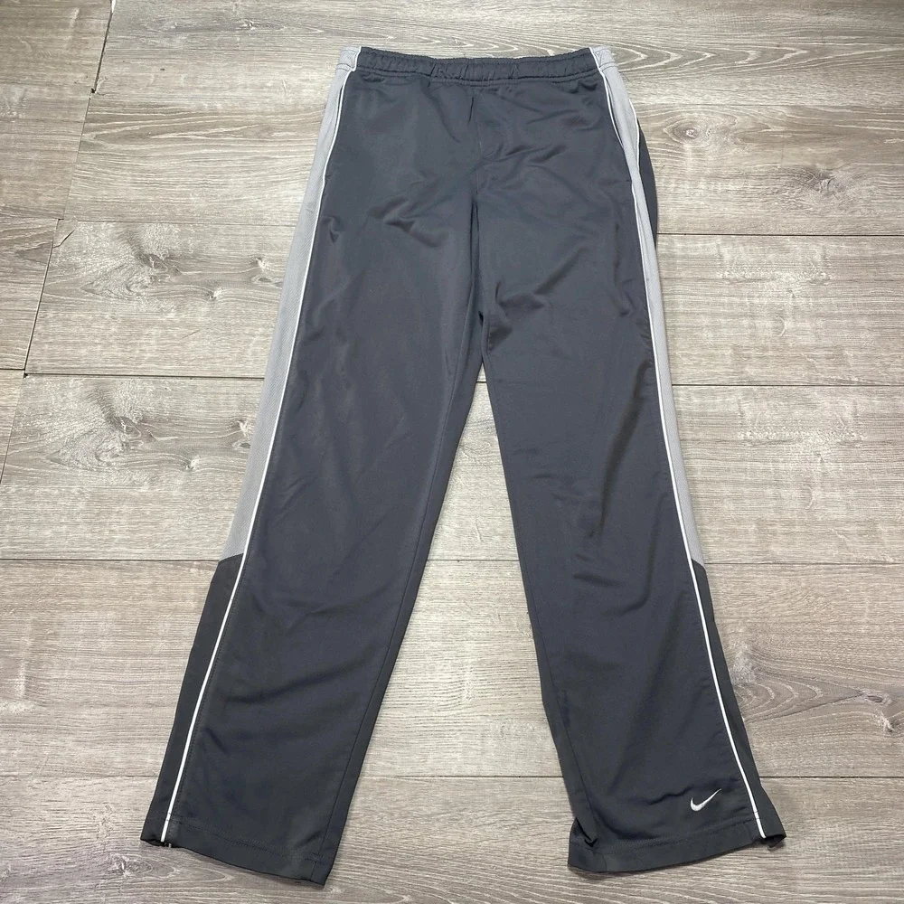 Nike Track Pants Womens Medium Black Gray Mesh Side‎ Zip Ankle Athletic Joggers
